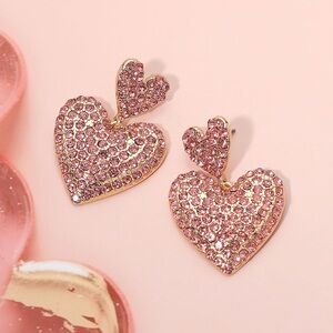 Pink Heart Crystal Earrings